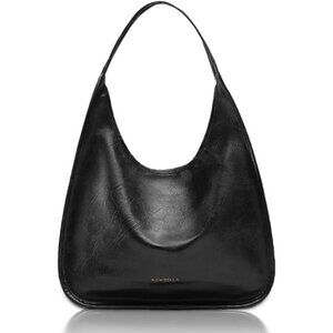 Newbella Women's Black Soft PU Leather Shoulder Tote Hobo Purses with Zipper
